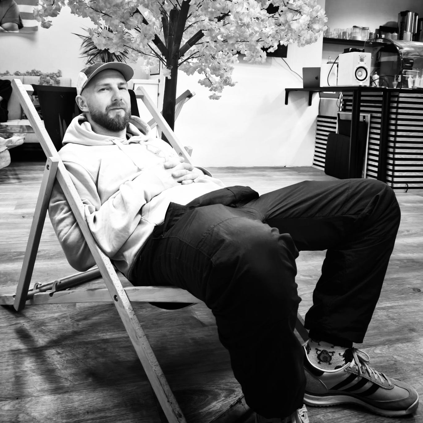 Marcin Jarocha sitting in a deckchair
